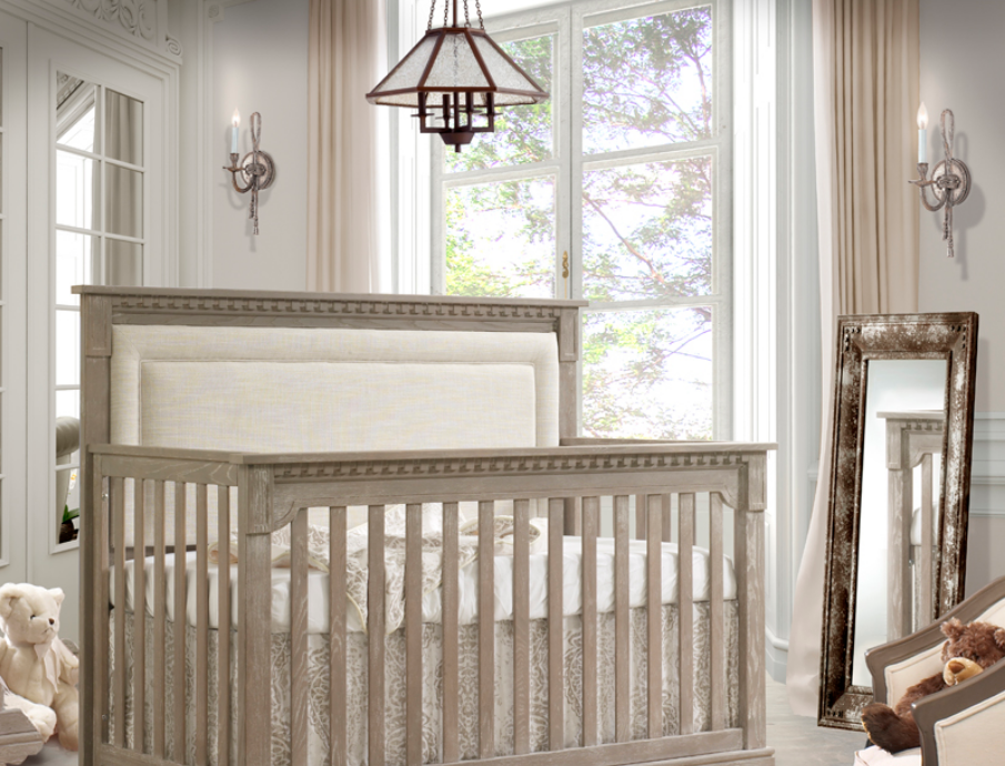 Ithaca 5 in 1 Convertible Crib with Upholstered Panel Room Shot Kids