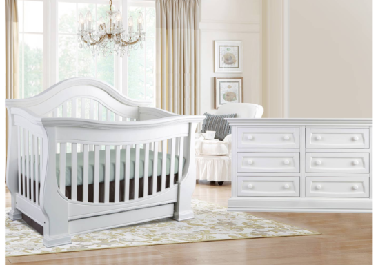 Baby Appleseed Davenport Convertible Crib in Pure White