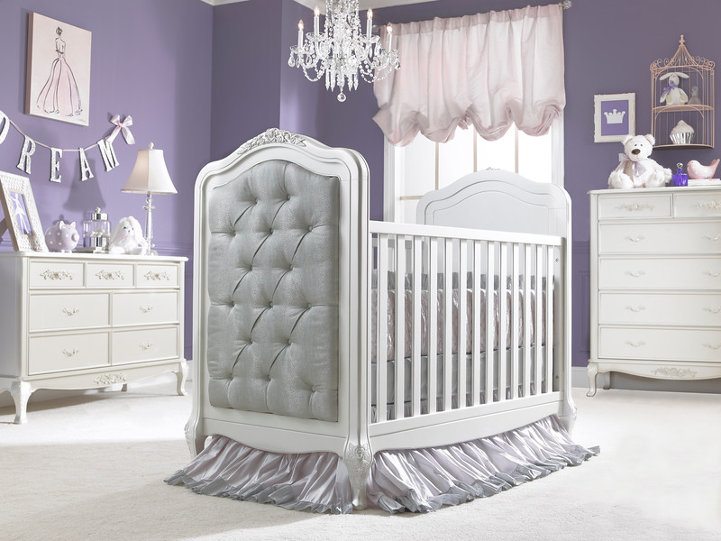 Dolce Babi Angelina Upholstered Crib Pearl Room Scene Kids Furniture
