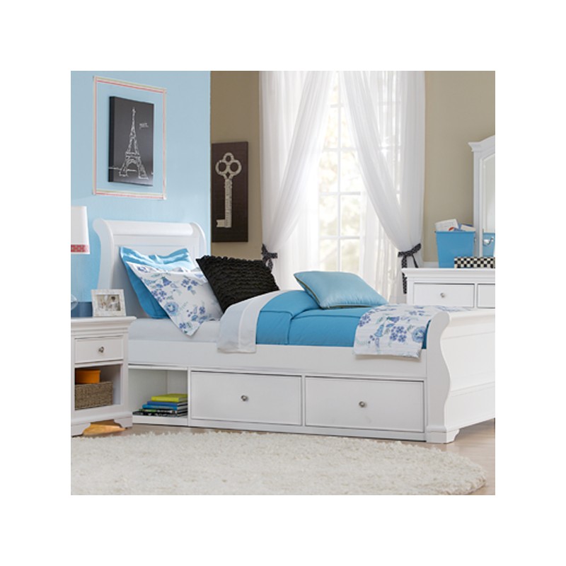Riley Twin Size Bed in White Kids Furniture In Los Angeles