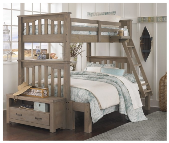 kenwood harper twin over full bunk bed in driftwood