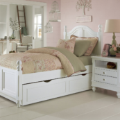 beach house twin poster bed in white with trundle