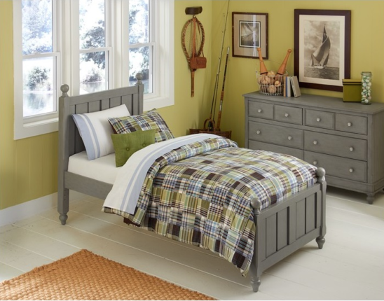 beach house twin poster bed in grey