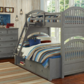 beach house twin over full round panel bunk bed in grey finish