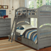 beach house twin over twin round panel bunk bed in grey finish