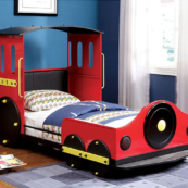 Retro Express Twin Size Train Bed in Red, Yellow and Black