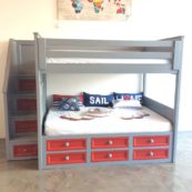 Milano Twin Xl Over Queen Stair Bunk, Twin Over Queen Bunk Bed With Stairs