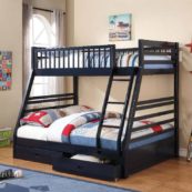 460181 twin over full bunk bed with drawers in navy blue