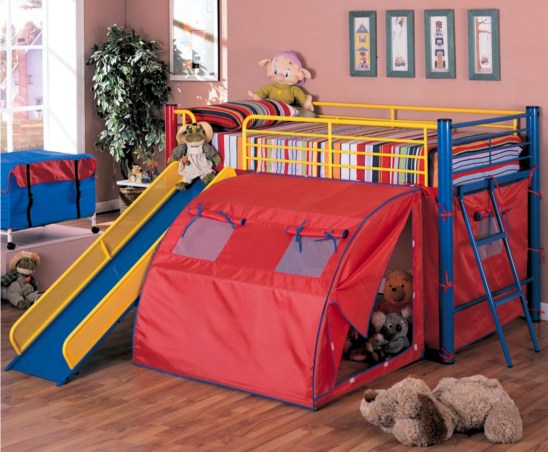 7239 multi-color loft bed with slide