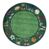 grass sports round kids rug