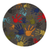 hand print grey round kids rug
