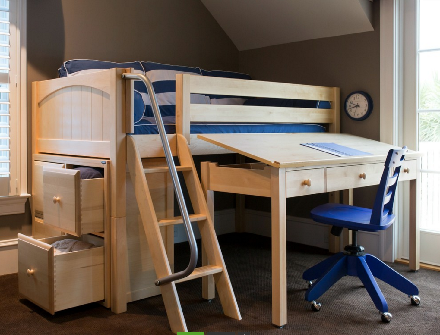 loft bed with slide out desk