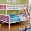 colton twin over full bunk bed in white and pink