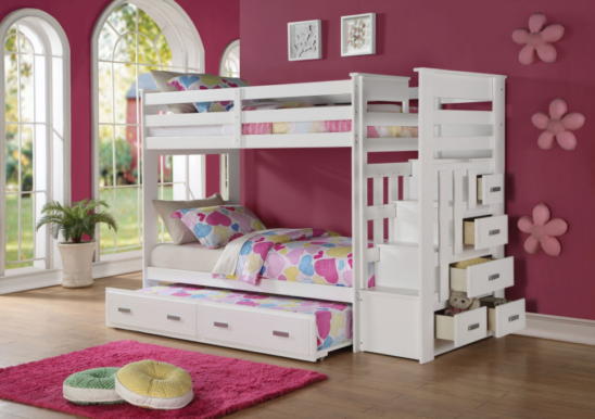 georgetown twin over twin bunk bed with stairs and trundle in white