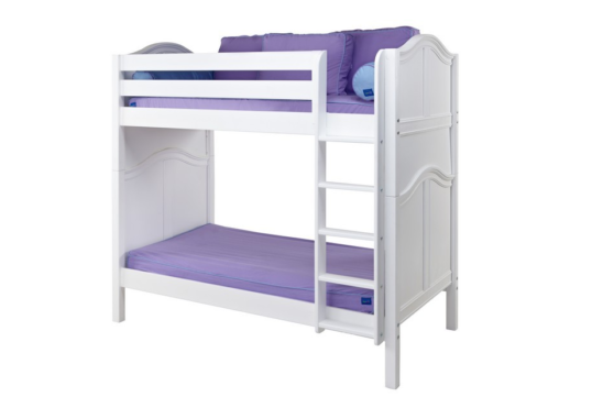 maxtrix twin over twin curved white bunk bed with straight ladder