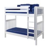 maxtrix twin over twin white slatted bunk bed with straight ladder