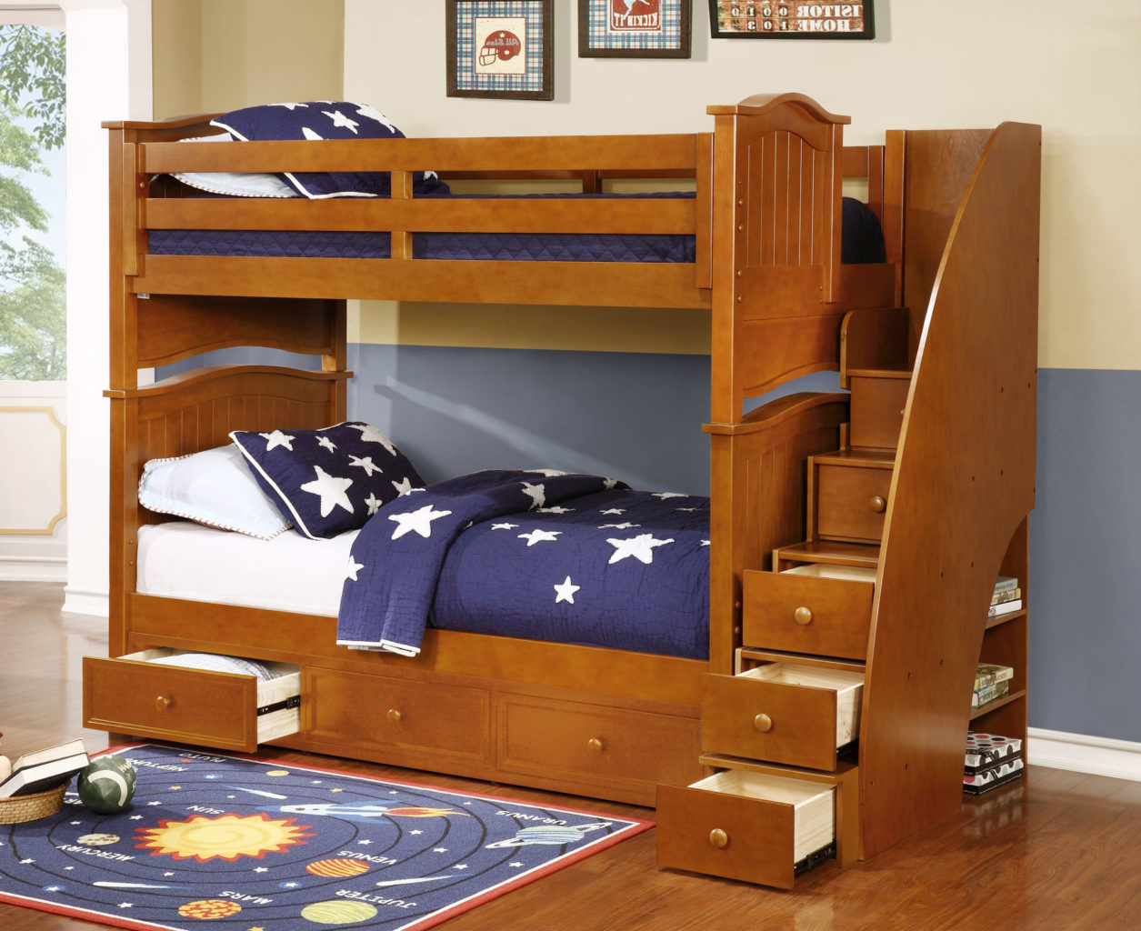 Ashton Twin over Twin Bunk Bed with Staircase and ...
