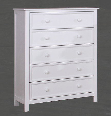 Autumn 5 Drawer Chest of Drawers in White