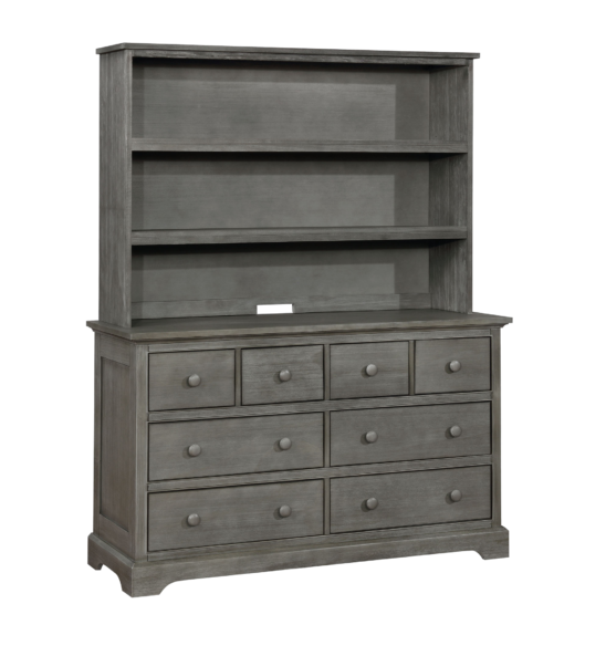 Charlie 6 Drawer Dresser with Hutch in Weathered Grey