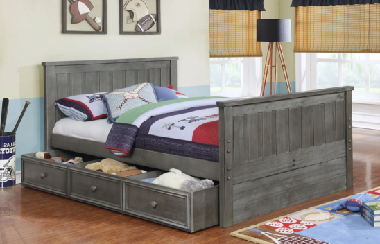 Jackson Full Size Bed with Trundle in Weathered Grey