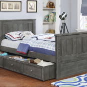 Jackson Twin Size Bed with Trundle Storage in Weathered Grey