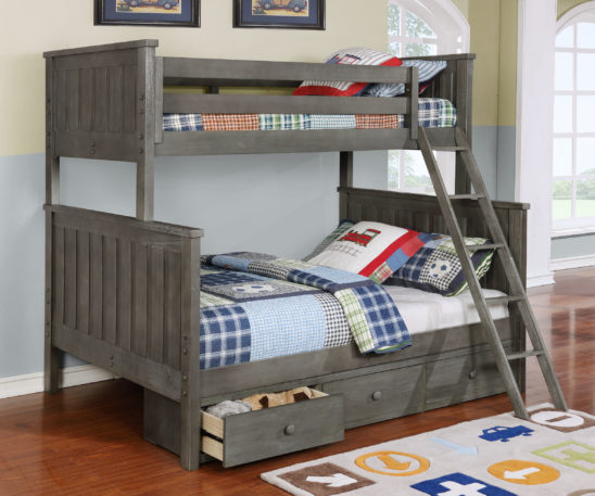 Jackson Twin over Full Bunk Bed with 3 Drawer Storage Weathered Grey