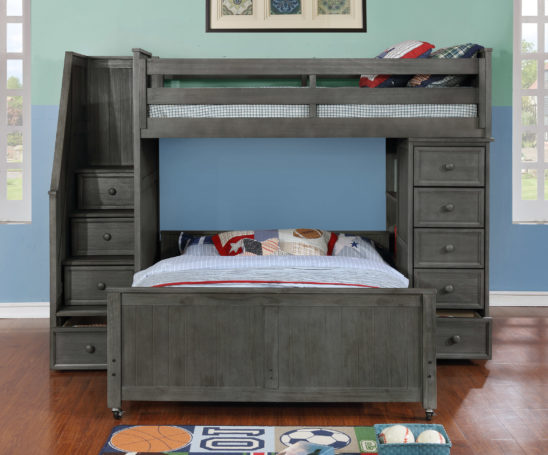 Multifunction Twin over Full Loft Bed Weathered Grey