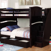 Sydney Full over Full Bunk Bed with Staircase and 3 Drawer Storage Espresso