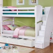 Sydney Twin over Twin Bunk Bed with Staircase and 3 Drawer Storage White
