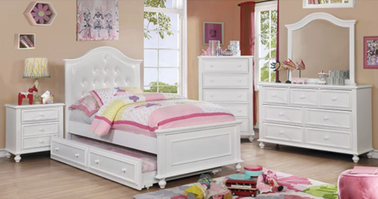 Blythe Twin Size Bed with Optional Trundle and Casepieces in White