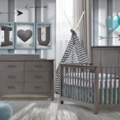 Bruges Collection - Convertible Crib, Double Dresser & Changing Tray in grigio