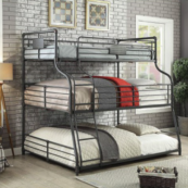 London Industrial Twin over Full over Queen Bunk Bed in Sand Black - Room Photo