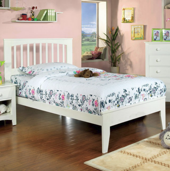 Pine Mission Style Twin Size Platform Bed in White