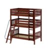 #MOLY Triple Bunk Bed with Angled Ladder in Chestnut