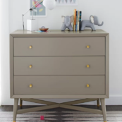 Mid-Century 3 Drawer Dresser in French Grey Front Photo