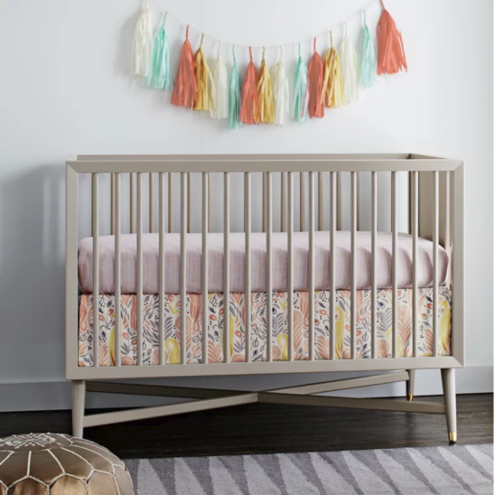 Mid-Century 3-in-1 Convertible Crib in French Grey Room Photo