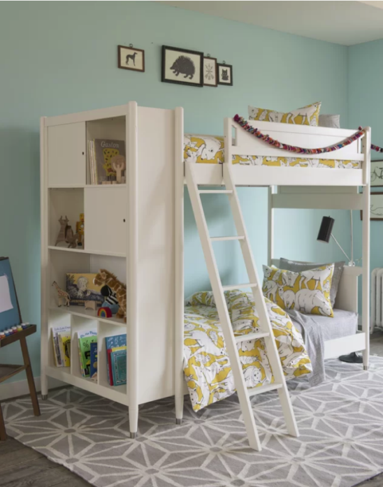 MidCentury Youth White Library Bunk Bed in French White A Kids Furniture In Los Angeles