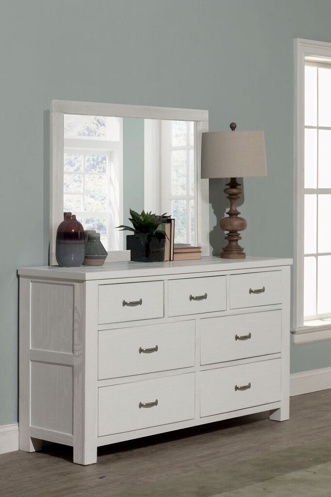 Kenwood 7 Drawer Double Dresser And, Distressed White Dresser With Mirror