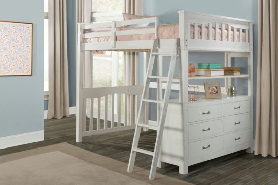 Kenwood Full Size Loft Bed in Distressed White