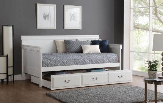 AC Straight Panel Daybed with Trundle in White