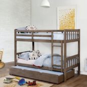 Emmy Mission Style Twin over Twin Bunk Bed with Trundle in Driftwood