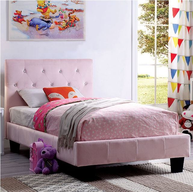 Helen Crystal Tufted Bed in Pink – Kids Furniture In Los Angeles
