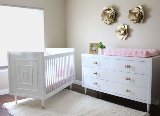 Uptown Crib and Double Dresser in White
