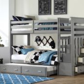 Georgetown Bunk Bed with Trundle and Staircase in Grey