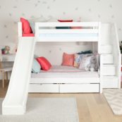 maxtrix twin full bunk bed with stairs and slide