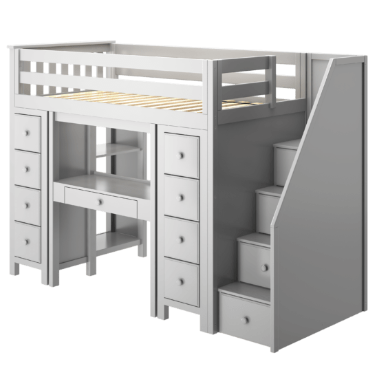 jackpot chester grey loft bed with desk and chest