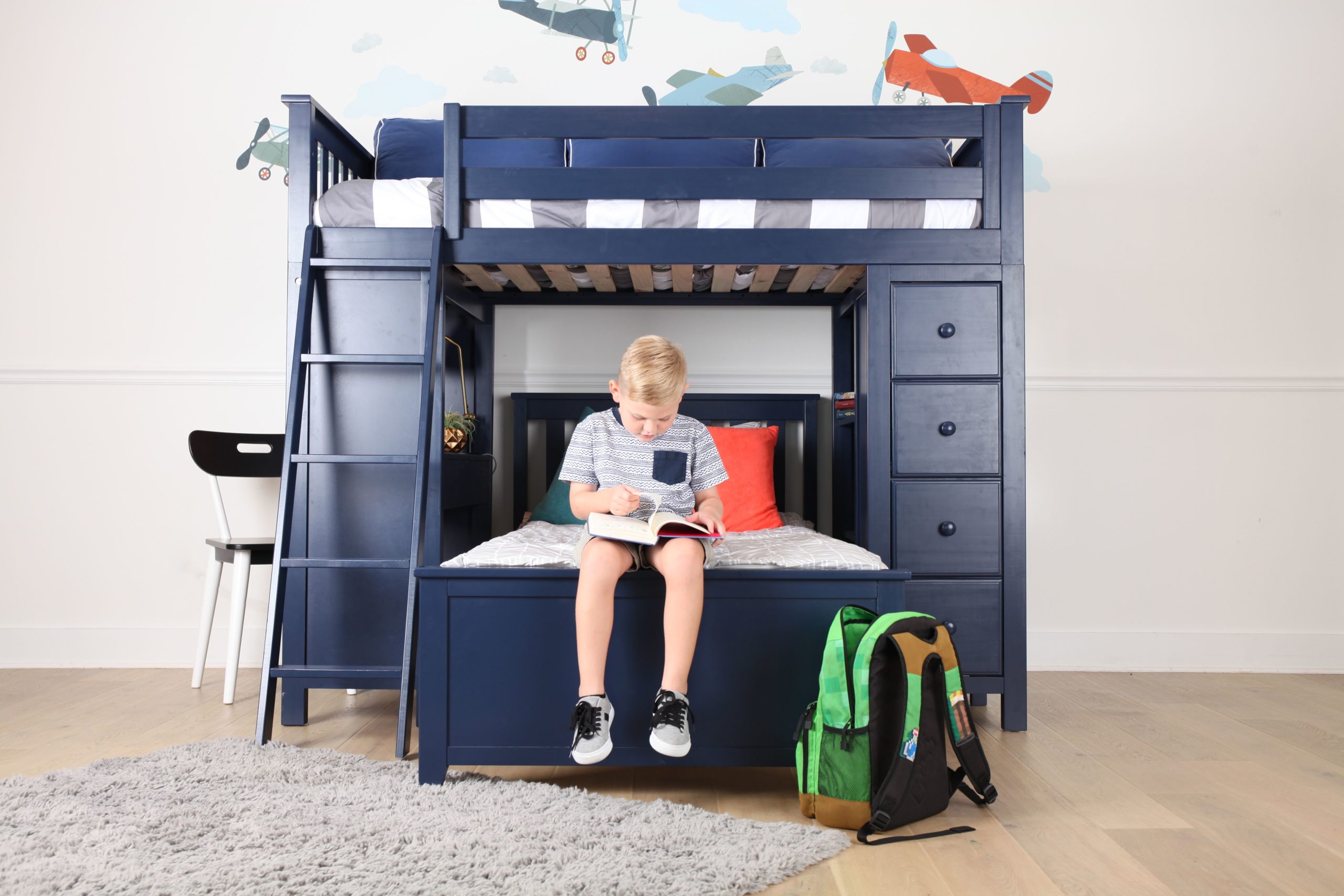 Jackpot Kensington Twin Loft Bed In Blue Kids Furniture In Los