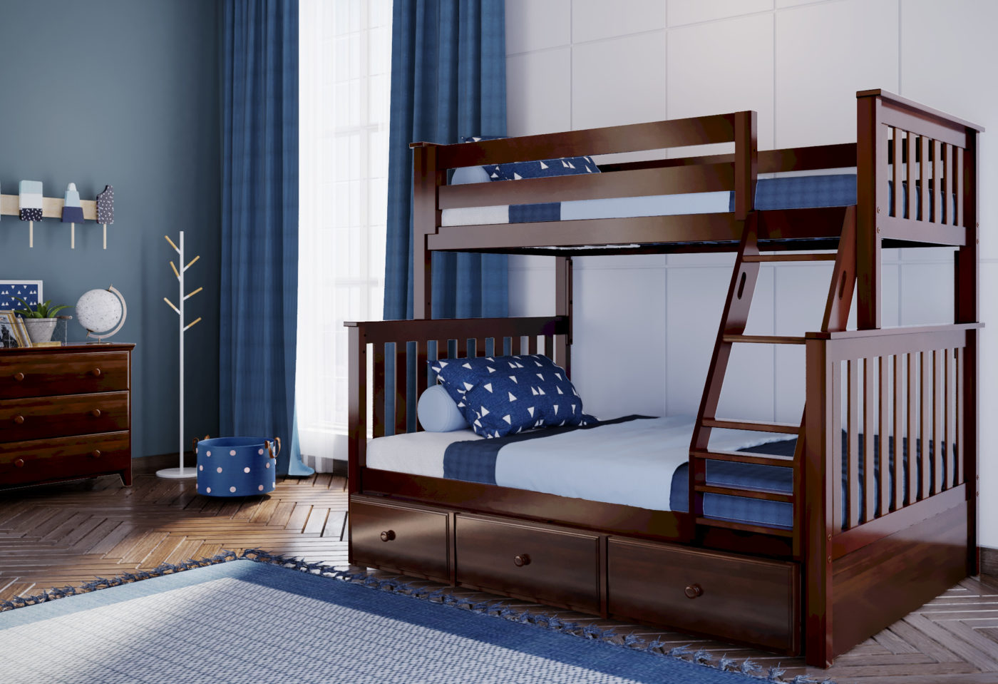 Jackpot Kent Twin/Full Bunk Bed in Espresso Kids Furniture In Los Angeles