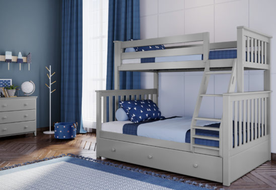 jackpot kent twin full bunk bed in grey with trundle