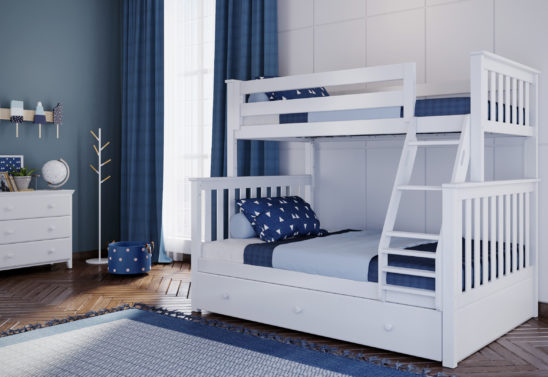 jackpot kent twin full bunk bed in white with trundle